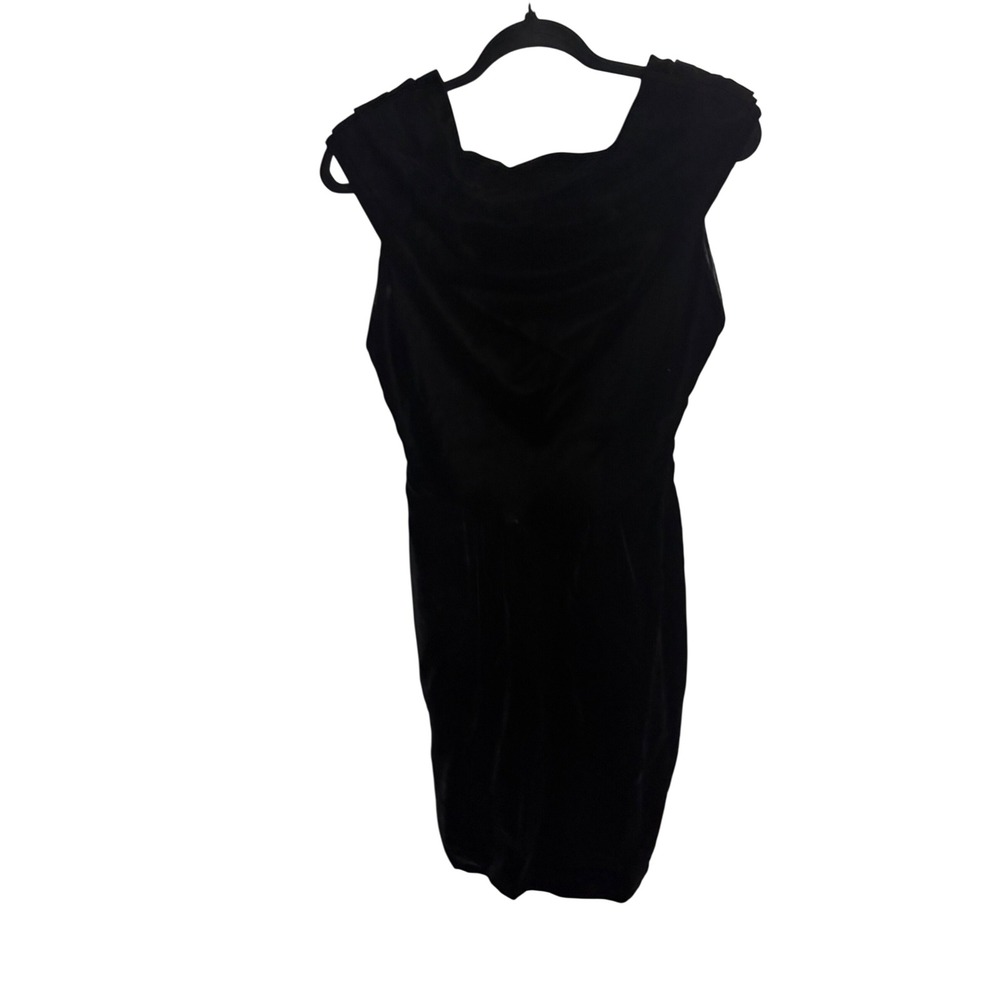 Anne Klein II Velvet Cocktail Dress Vintage Black Cowl Neck Formal LBD 90s